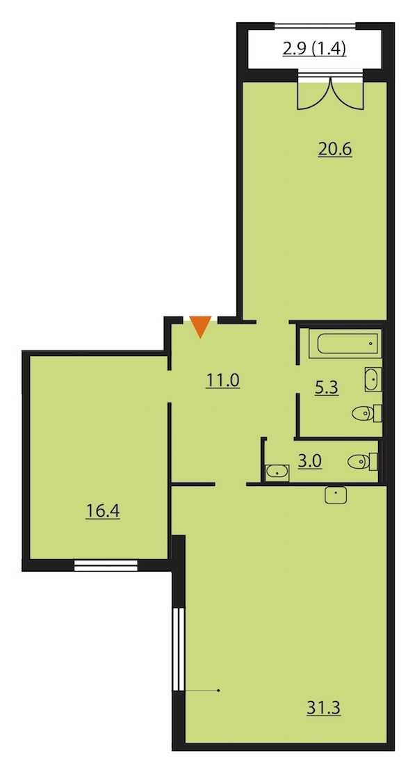 Двухкомнатная квартира в Группа ЛСР: площадь 89 м2 , этаж: 2 – купить в Санкт-Петербурге